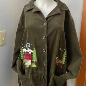 BonWorth Olive Green Jacket with Embroidered Design